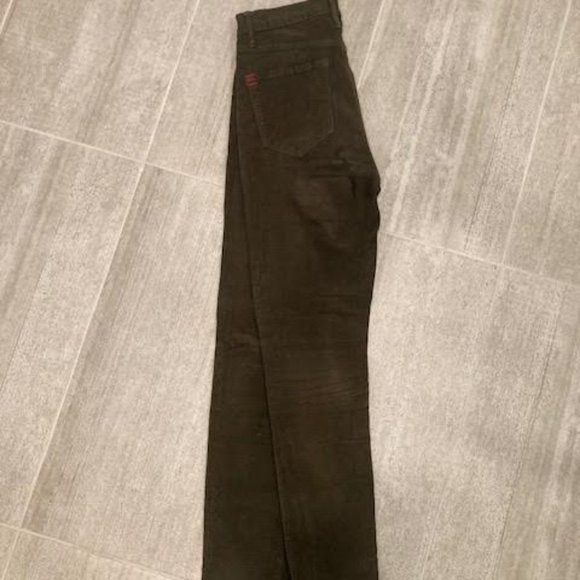 Olive green corduroy straight leg pants, size 26 - Picture 3 of 4